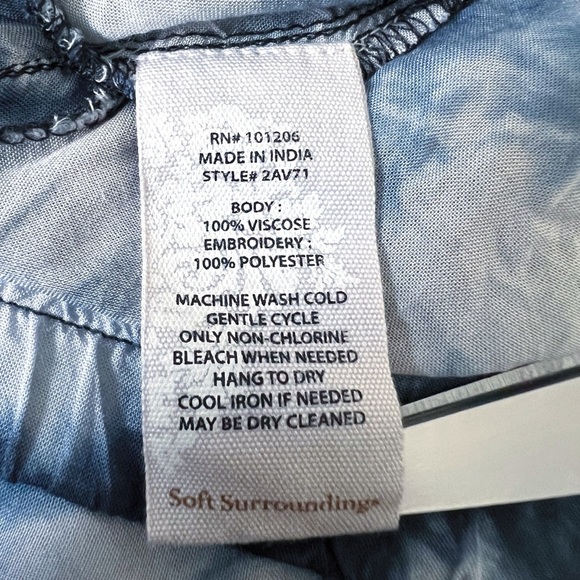 Soft Surroundings Women’s Tie Dye Sheer Embroidered Cropped Pants Size XL GUC - Picture 6 of 9